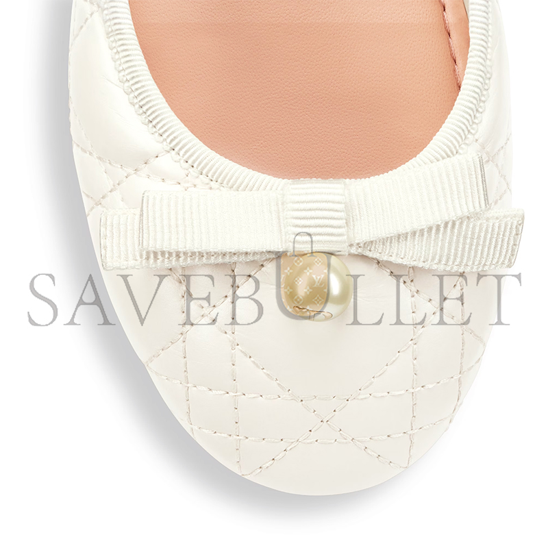 DIOR BALLET FLAT WHITE QUILTED CANNAGE CALFSKIN KCB877CQC_S03W