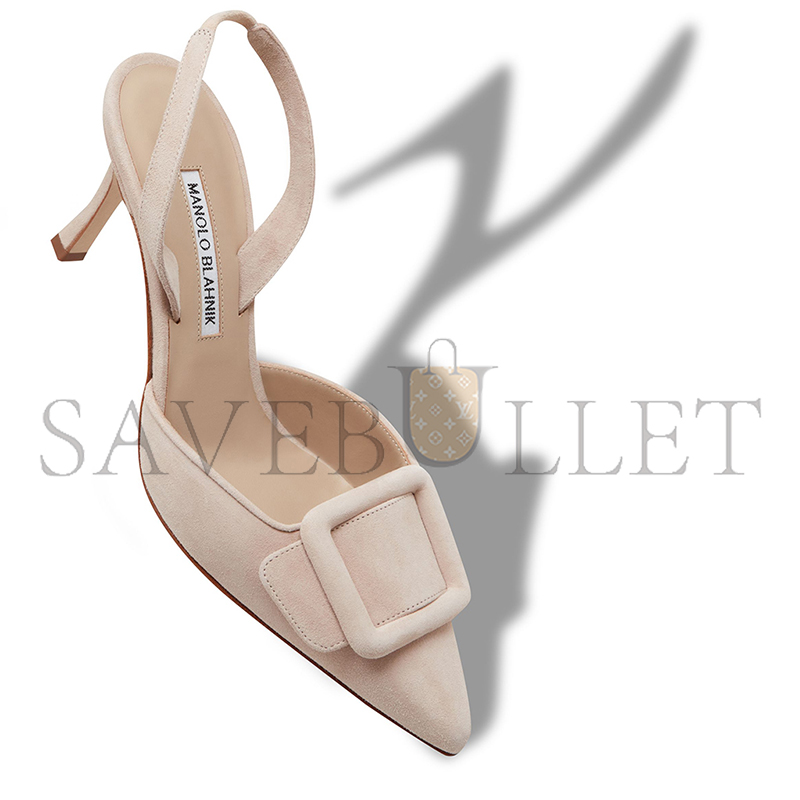 MANOLO BLAHNIK MAYSLI LIGHT BEIGE SUEDE SLINGBACK PUMPS 219-0182-0007