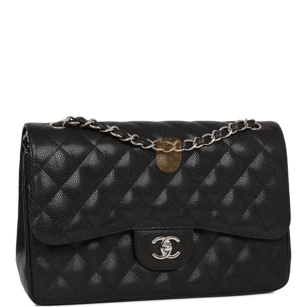 CHANEL JUMBO CLASSIC DOUBLE FLAP BAG BLACK CAVIAR SILVER HARDWARE (30*20*9cm) CHANEL JUMBO CLASSIC DOUBLE FLAP BAG BLACK CAVIAR SILVER HARDWARE (30*20*9cm)