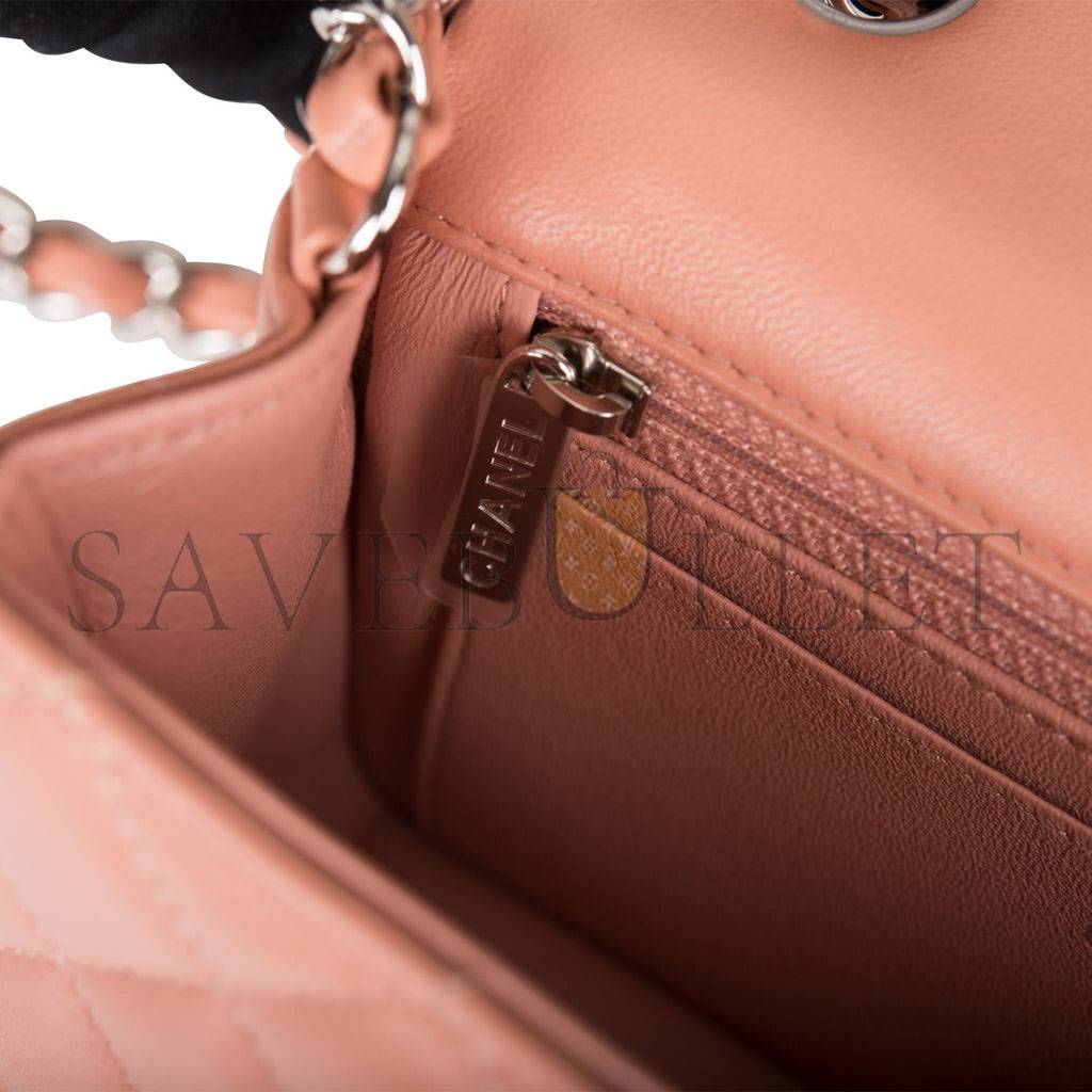 CHANEL MINI RECTANGULAR FLAP BAG ROSE LAMBSKIN SILVER HARDWARE (20*13*6cm) CHANEL MINI RECTANGULAR FLAP BAG ROSE LAMBSKIN SILVER HARDWARE (20*13*6cm)