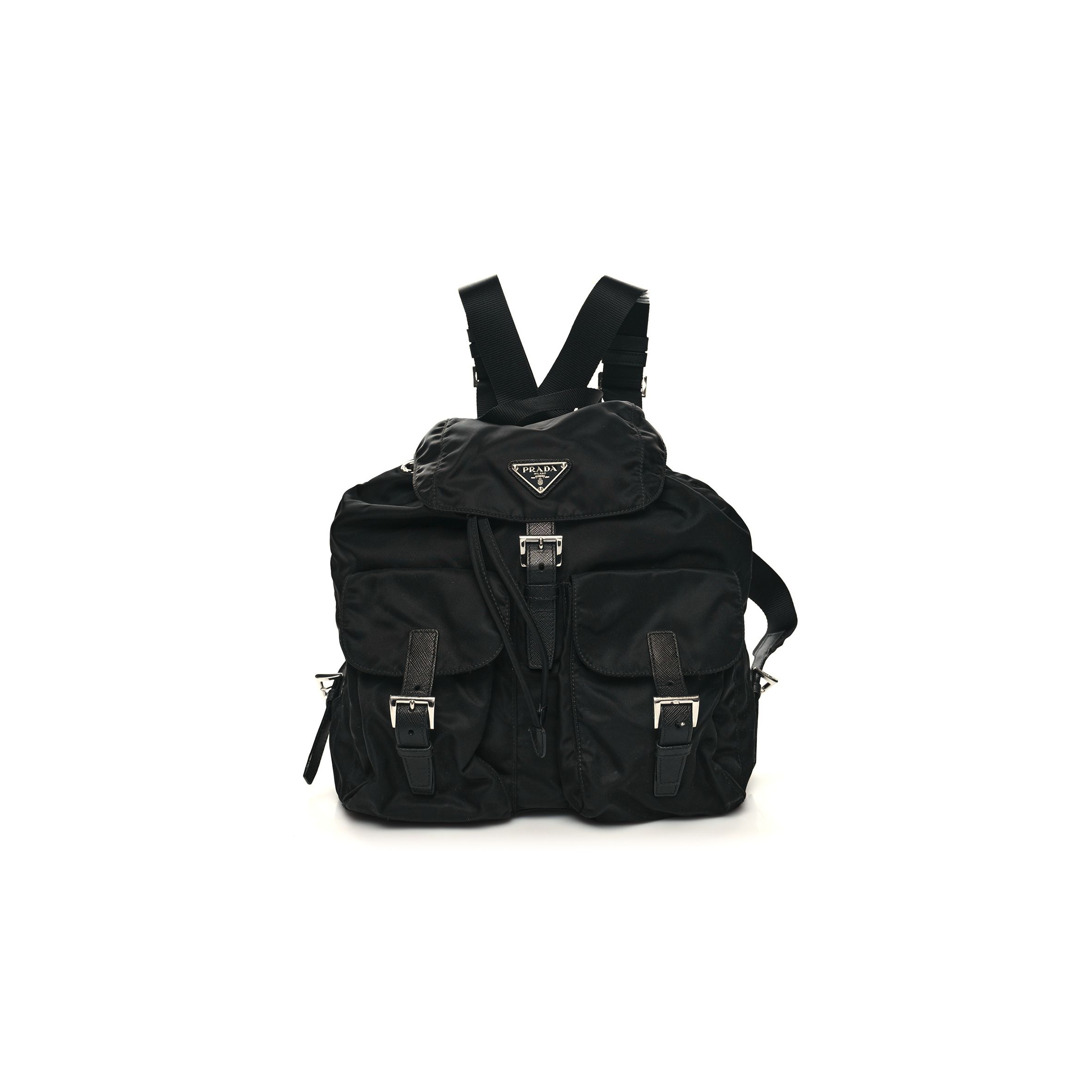 PRADA TESSUTO NYLON SAFFIANO MEDIUM BACKPACK BLACK (33*29*15cm) PRADA TESSUTO NYLON SAFFIANO MEDIUM BACKPACK BLACK (33*29*15cm)