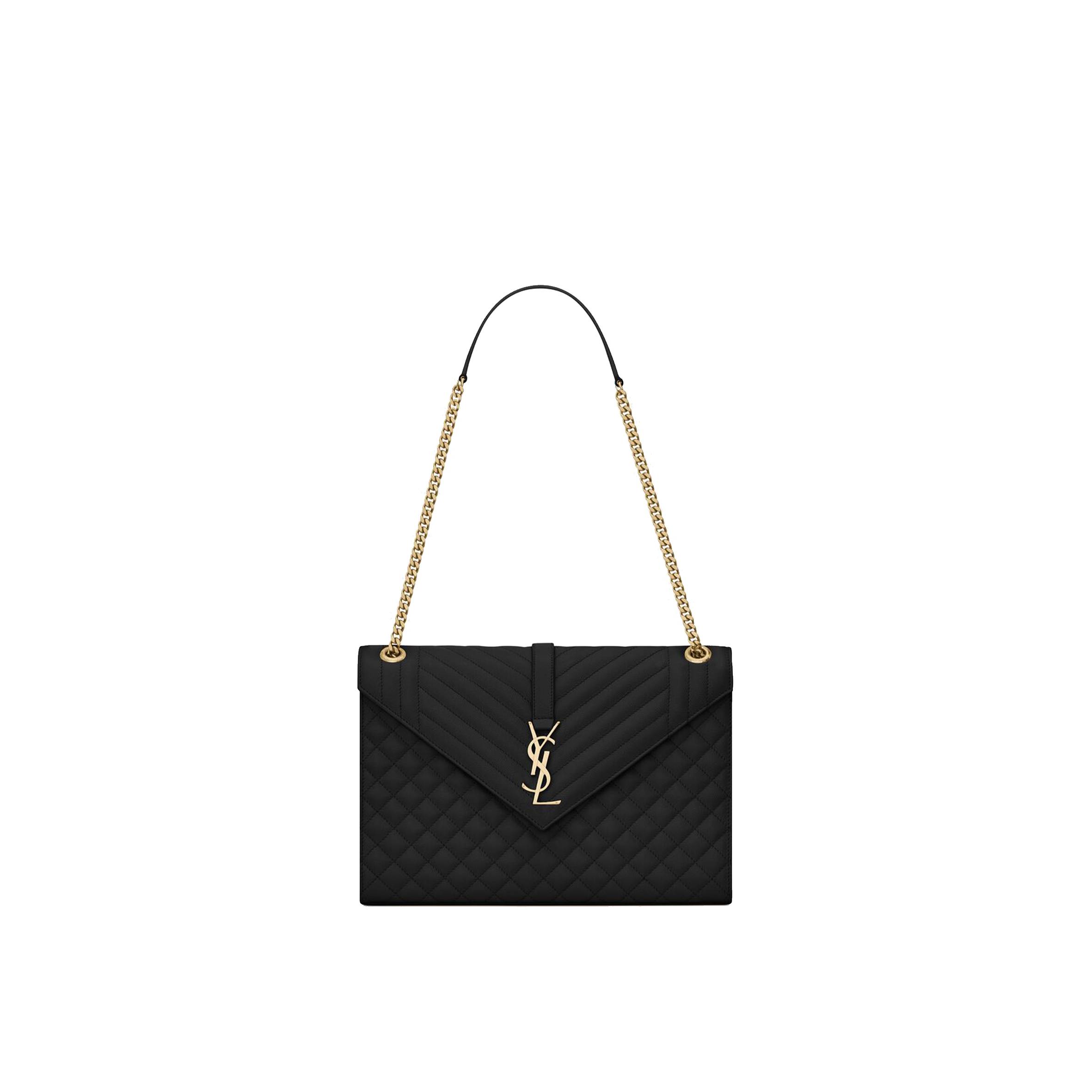 YSL ENVELOPE LARGE BAG IN MIX MATELASS&EACUTE; GRAIN DE POUDRE EMBOSSED LEATHER 600166BOW911000 (31*22*7.5cm)