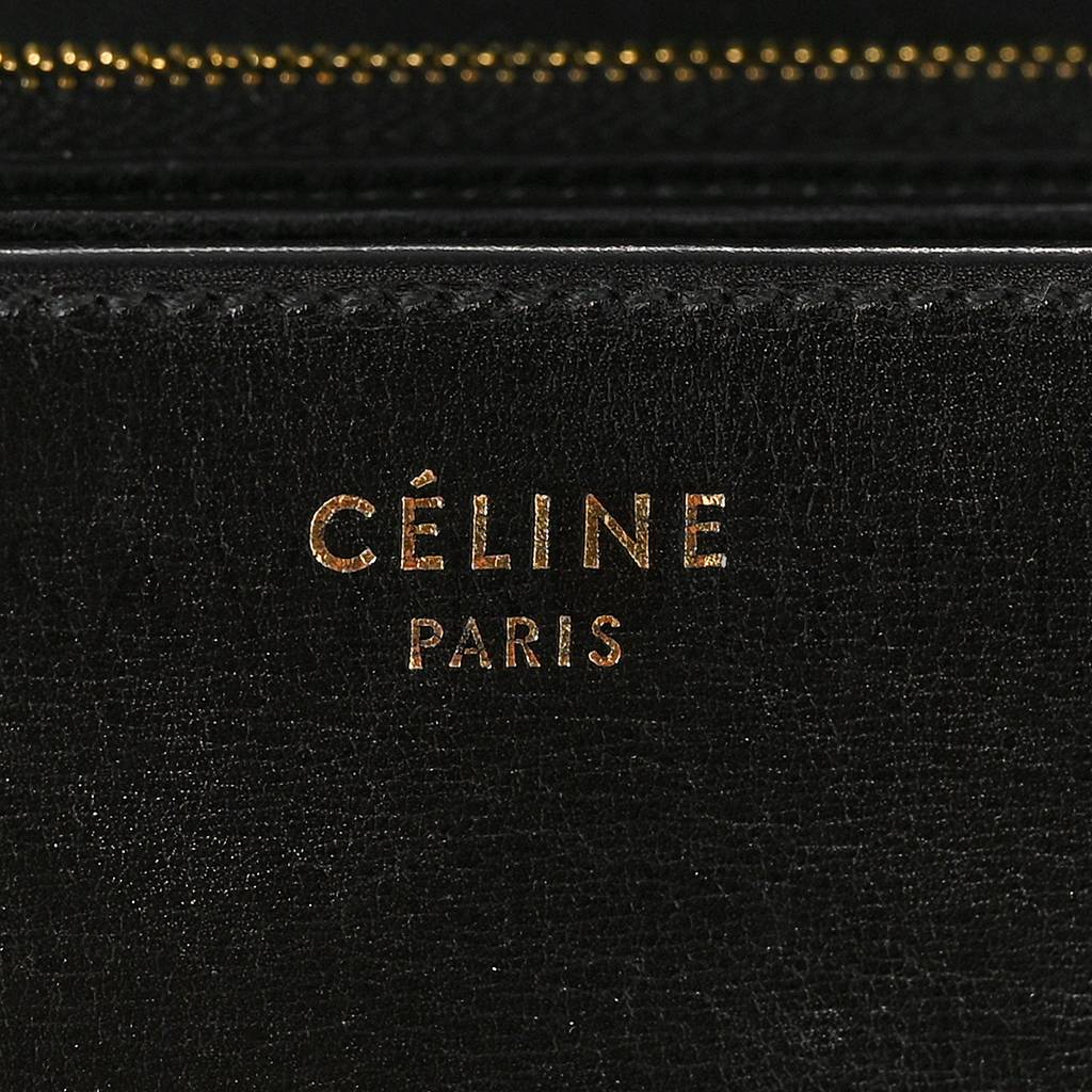 CELINE BOX CALFSKIN MEDIUM CLASSIC BOX FLAP BAG BLACK (23*18*7cm)